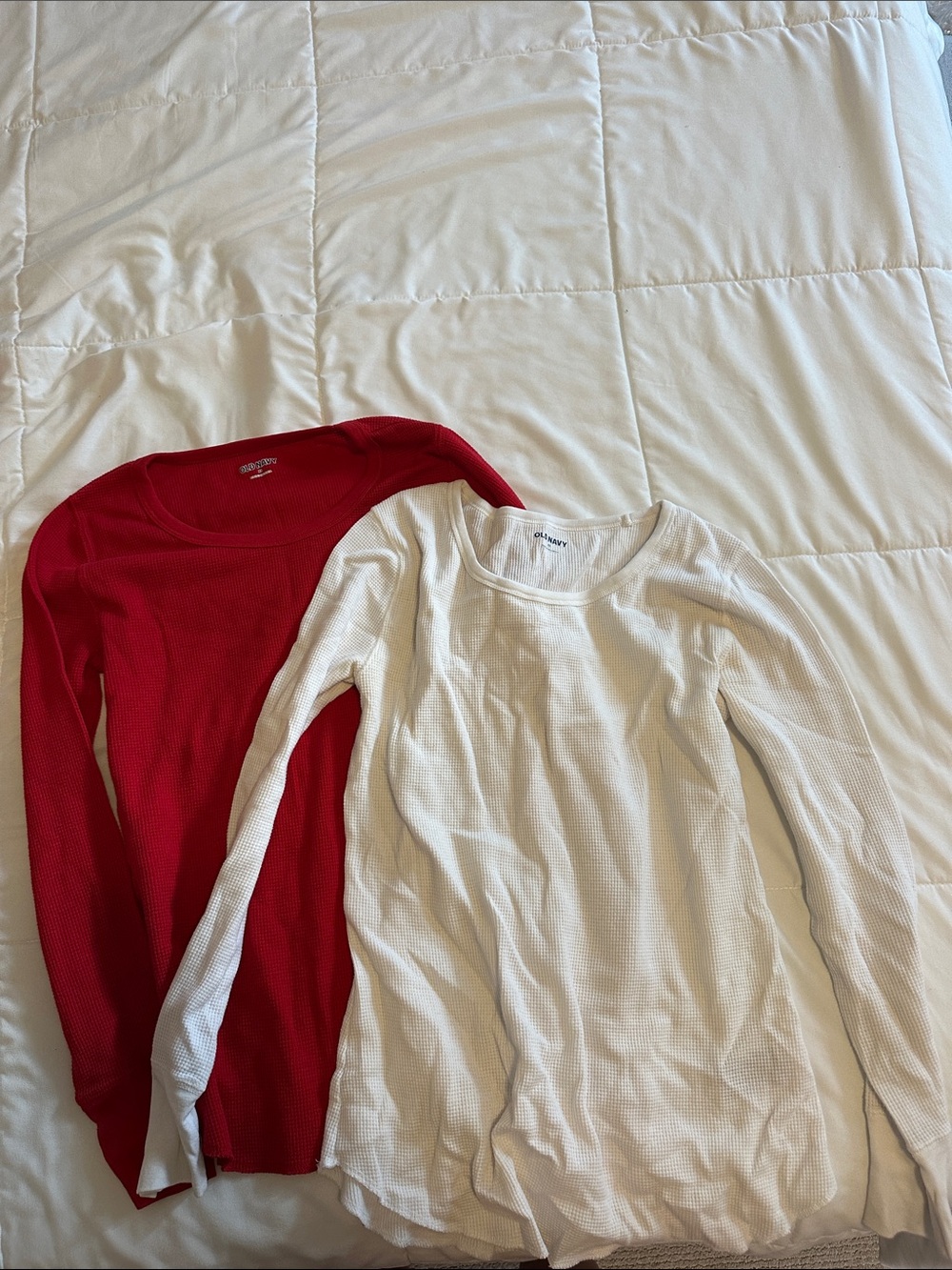 Old Navy Red Ribbed Crewneck Top